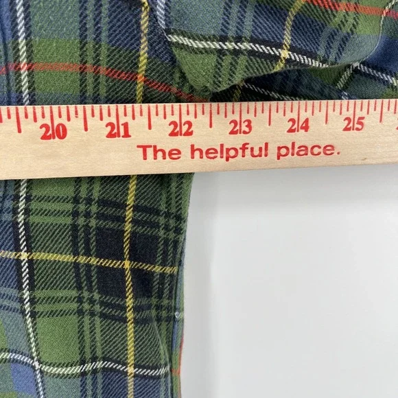 VTG J.Crew Oarsman Flannel Long Sleeve Shirt Mens Small Green Plaid - Picture 5 of 7